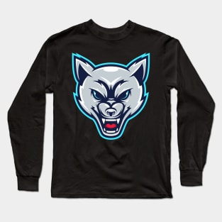 Angry wolf head illustration character Long Sleeve T-Shirt